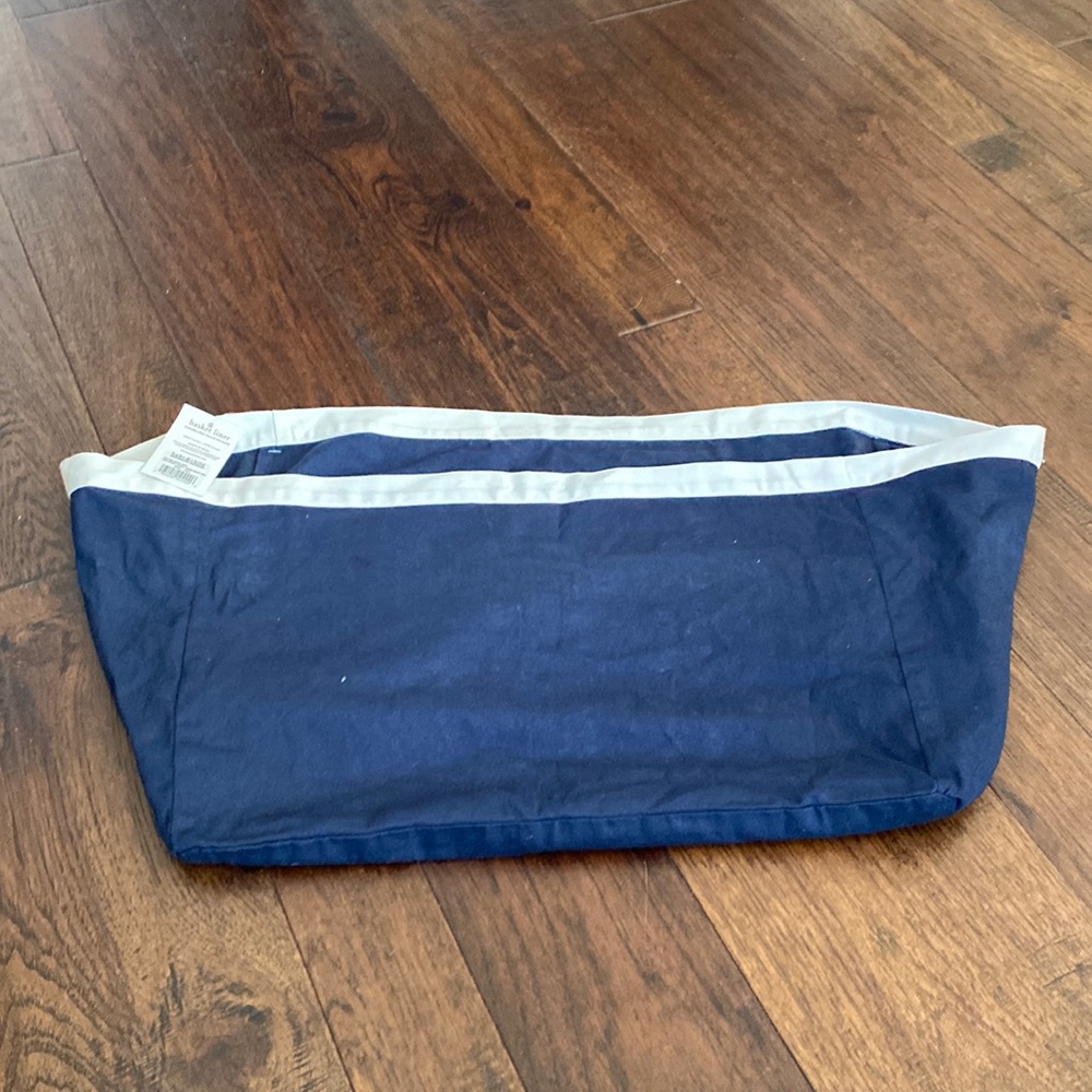 NWT!  RH Baby and Child large cotton basket liner.  Navy with white border.